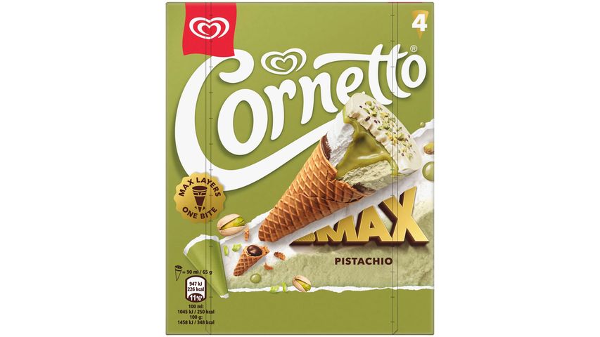 Cornetto Max pisztácia ízű jégkrém 4 x 360 ml