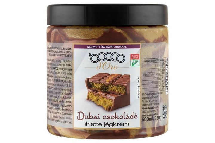 Bocco d'Oro csokoládés és pisztáciás jégkrém, pirított tésztás pisztáciás szósszal 500 ml