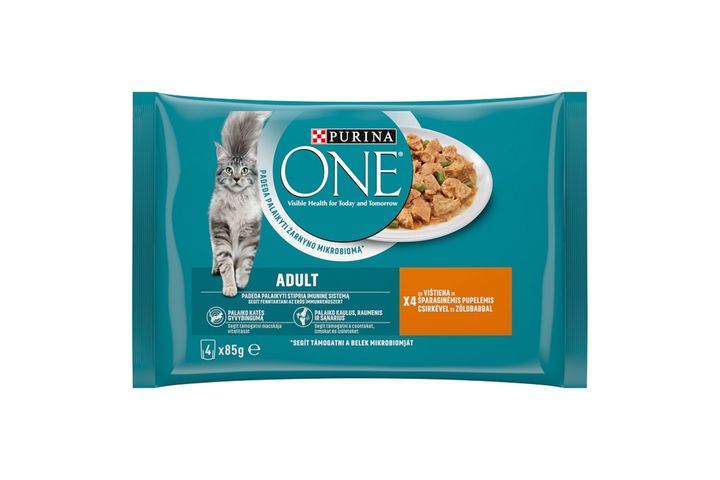 Purina One csirkével és zöldbabbal nedves macskaeledel 4 x 85 g (340 g)