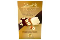 Lindt Nuxor Mléčná, hořká a bílá čokoláda s celými a mletými jádry lískových ořechů | 150 g