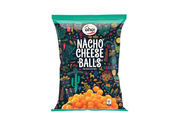 Oho kukorica snack „Nacho sajtos golyók” 200 g