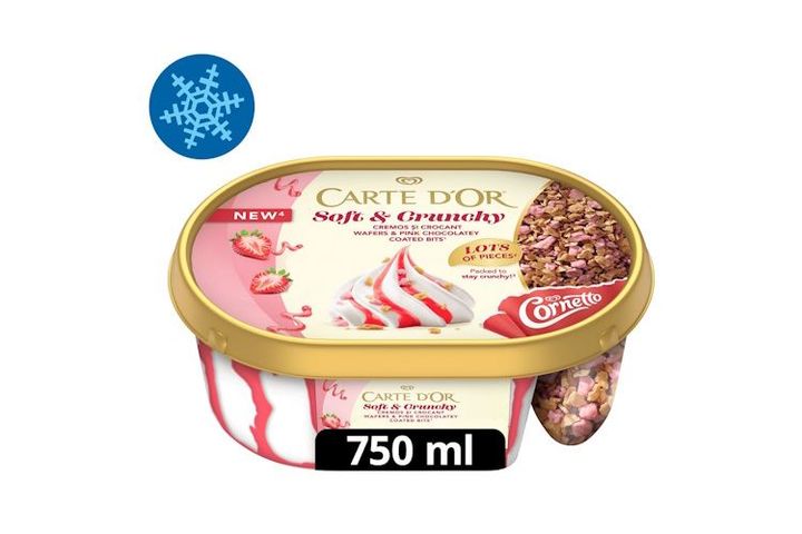 Carte d'Or Soft & Crunchy vanília ízű jégkrém epres szósszal 750 ml