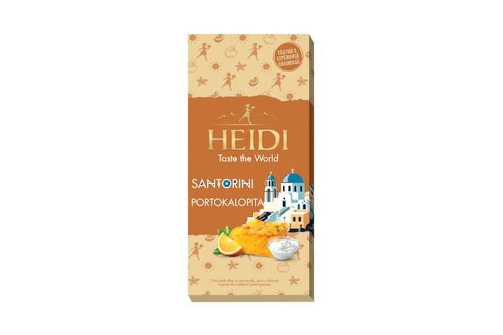 Heidi Santorini Portokalopita fehér csokoládé narancshéjjal, joghurttal és kekszdarabokkal 80 g