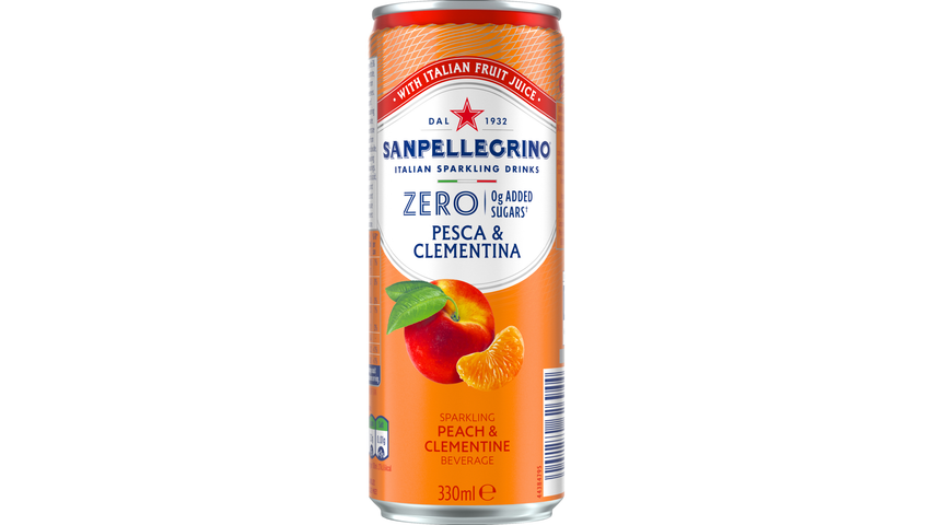 San Pellegrino Peach-Clementine Zero barack és mandarin ízű szénsavas üdítőital 330 ml