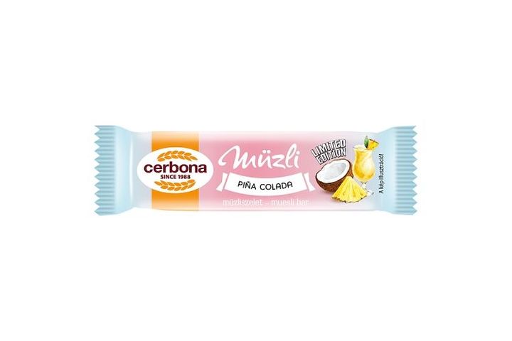 Cerbona Piña Colada ízű, kókuszos-ananászos müzliszelet, joghurtos bevonó talppal 20 g