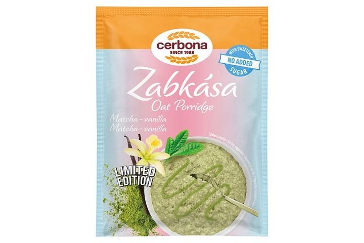 Cerbona matcha-vanília ízű zabkása, cukor hozzáadása nélkül, édesítőszerekkel 50 g