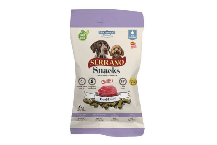 Serrano Snacks Kutyáknak Marhahússal Hipoallergén 100 g, gluténmentes szuper prémium jutalomfalatok