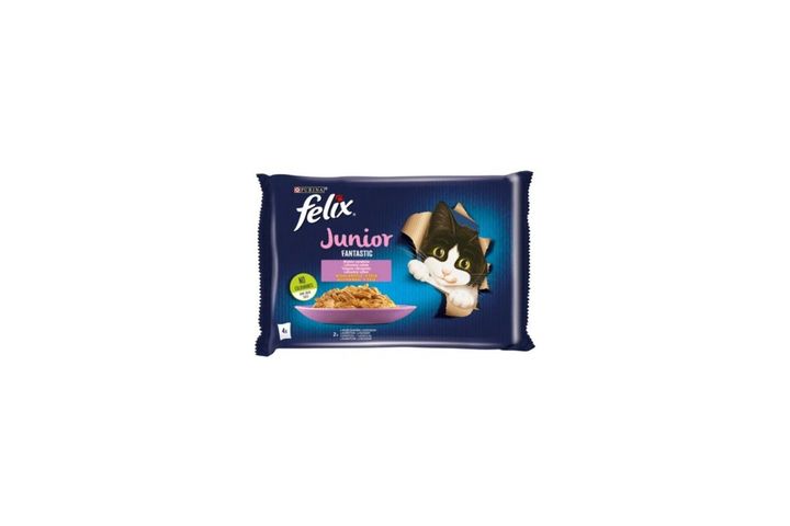 Felix Fantastic Junior Chicken and Salmon in Jelly Cat Food | 4 x 85 g