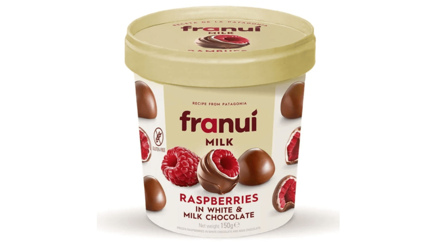 Franui málna fehér és tejcsokoládéval bevonva 150 g