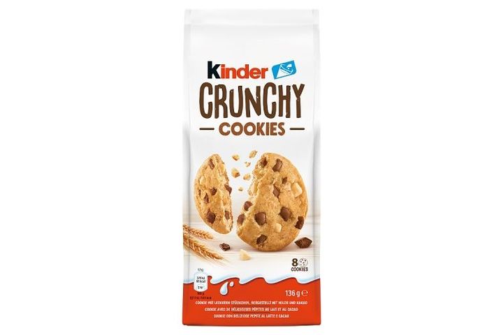 Kinder Crunchy Cookies sütemény, tejes darabkákkal és kakaós darabkákkal 136 g