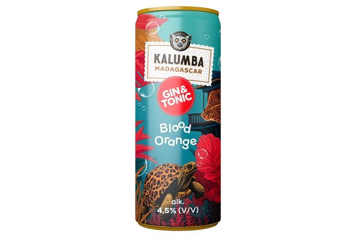 Kalumba Madagascar Gin & Tonic Blood Orange ízű szénsavval dúsított alkoholtartalmú ital 4,5% 250 ml