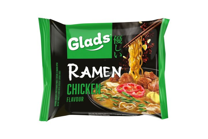 Glads Ramen instant tésztaleves külön tasakban csirke ízű szósszal 105 g