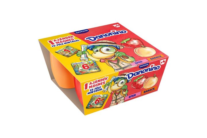 Danonino epres és sárgabarackos tejkészítmény hozzáadott kalciummal és D-vitaminnal 4 x 50 g (200 g)