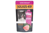 Julius-K9 húsos menü sertéssel aszpikos bevonattal teljes értékű eledel felnőtt kutyák számára 125 g
