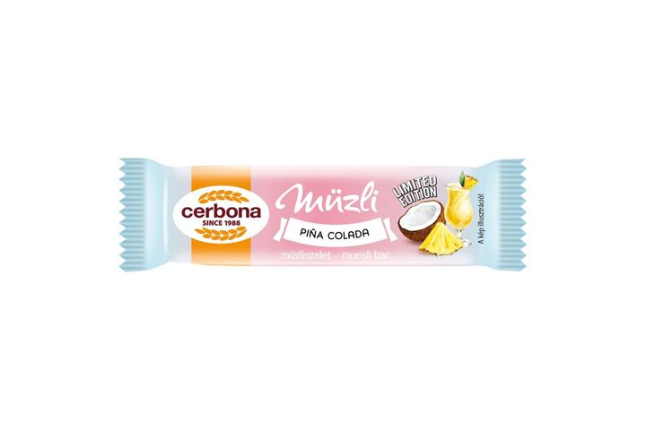Cerbona Piña Colada ízű, kókuszos-ananászos müzliszelet, joghurtos bevonó talppal 20 g