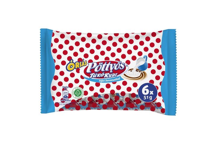 Pöttyös Óriás Túró Rudi natúr túródesszert tejes bevonattal 6 x 51 g (306 g)