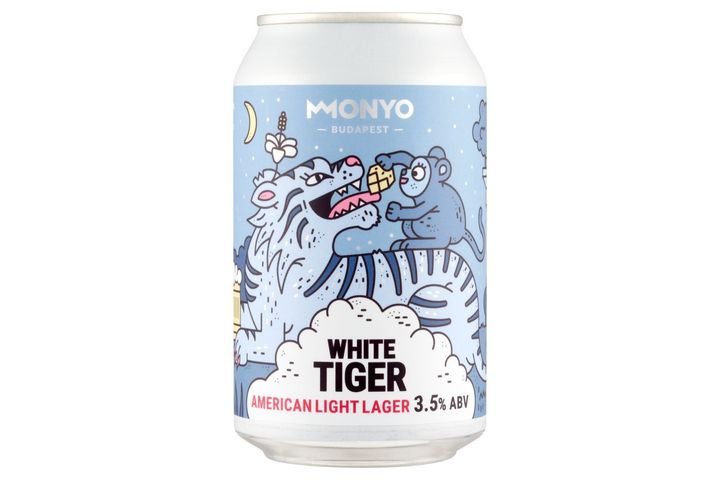 MONYO White Tiger American Light Lager típusú szűretlen alsóerjesztésű sör 3,5% 330 ml