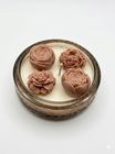 Handmade Soy Wax Candle in Brown Glass Bowl - Four Elegant Flowers