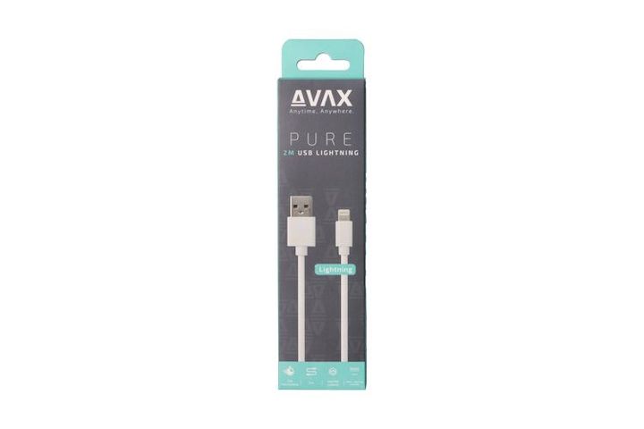AVAX CB124W PURE USB A-Lightning 2m cable 2.1A, white