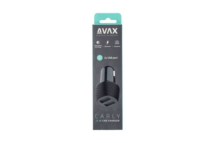 AVAX CC301B CARLY 12W Car charger 2xUSB A,black