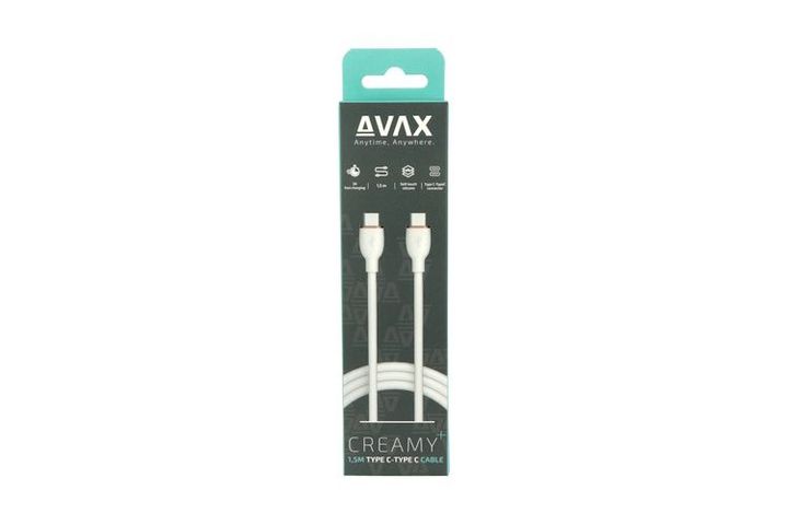 AVAX CB622 CREAMY+ Type C-Type C 60W, 1.5m fast charger cable, white-rosegold