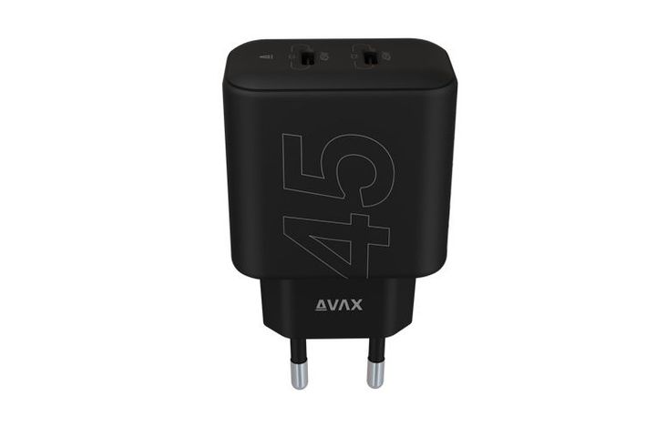 AVAX CH602B SPEEDY+ 45W GaN fast wall charger 2xUSB C (PD3.0),black