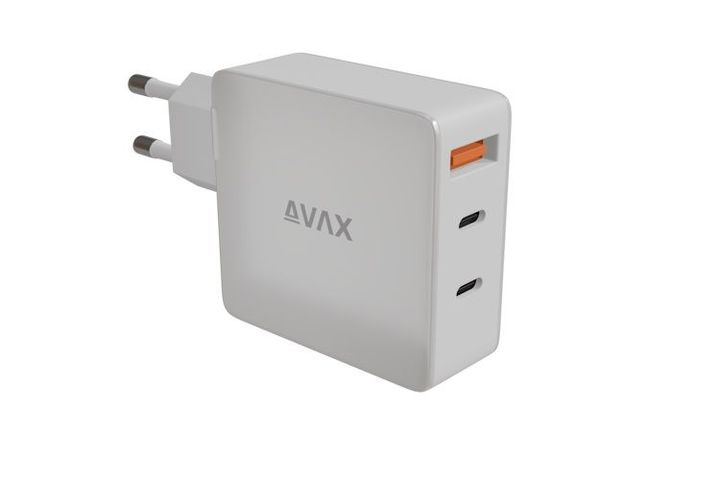 AVAX CH921W Prime 140W GaN Gyors hálózati töltő USB A (QC)+2xType C (PD), fehér