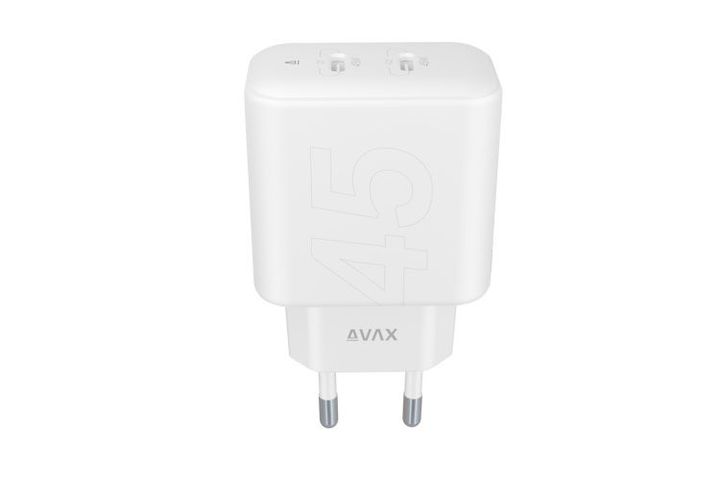 AVAX CH602W SPEEDY+ 45W GaN gyors töltő adapter 2x USB-C (PD3.0), fehér