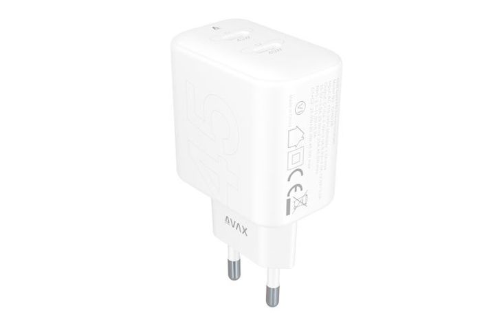 AVAX CH602W SPEEDY+ 45W GaN gyors töltő adapter 2x USB-C (PD3.0), fehér
