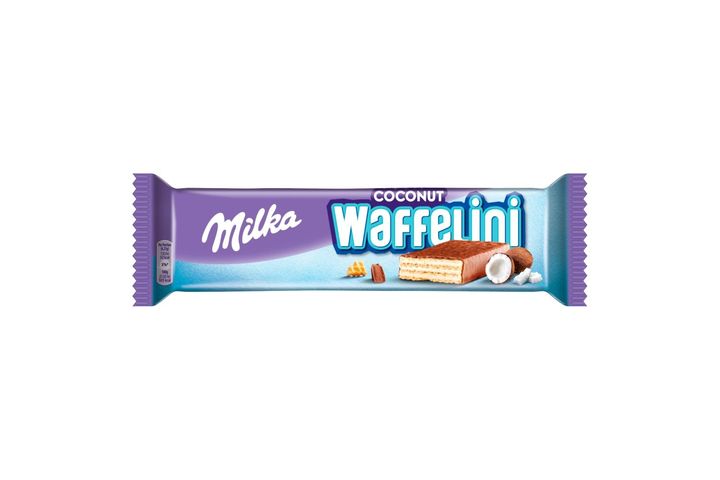 Milka Coconut Waffelini Cocoa Wafer Dipped in Milk Chocolate Made Using Alpine Milk 31 g