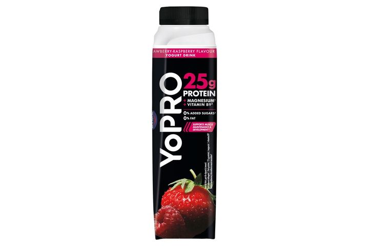 YoPro eper- és málnaízű sovány joghurtital édesítőszerekkel 300 g