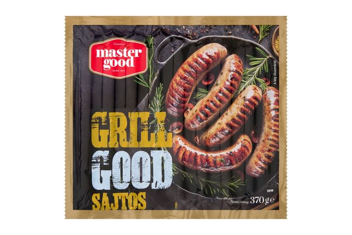 Master Good Grill Good füstölt, főtt, hámozott, sajtos grillkolbász csirkehúsból 370 g