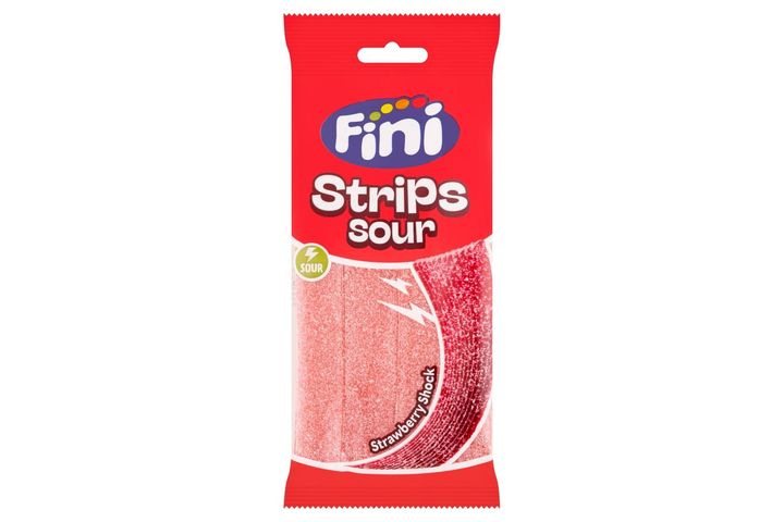 Fini Strips Sour Strawberry gyümölcs ízű cukorka 80 g