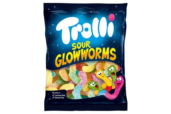 Trolli Sour Glowworms Gummy Candy 100 g