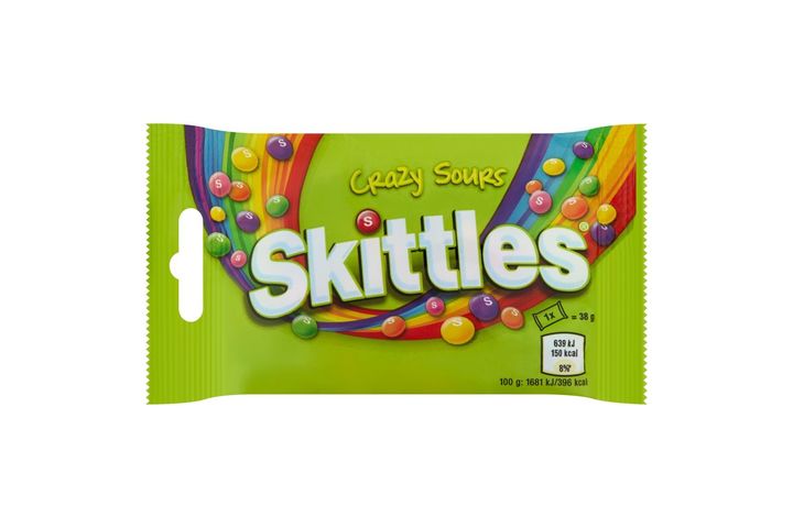 Skittles Crazy Sours Žvýkací bonbóny s kyselými ovocnými příchutěmi | 38 g
