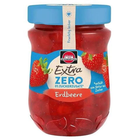 Schwartau Extra zero strawberry jam without added sugar | 280 g