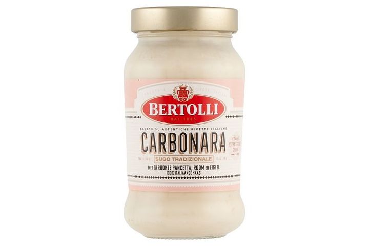 Bertolli Carbonara tésztaszósz füstölt pancetta szalonnával, tejszínnel és tojássárgájával 385 g