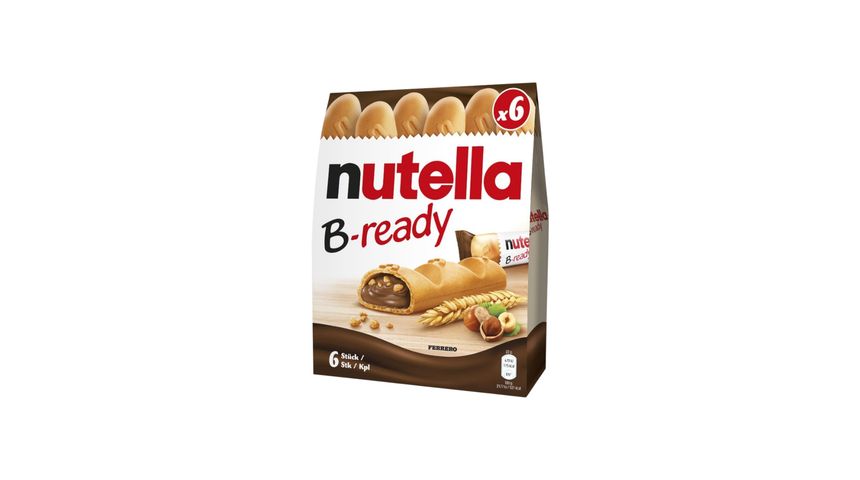 Nutella B-Ready ropogós ostya kakaós mogyorókrémmel és búzakészítménnyel töltve 6 x 22 g (132 g)