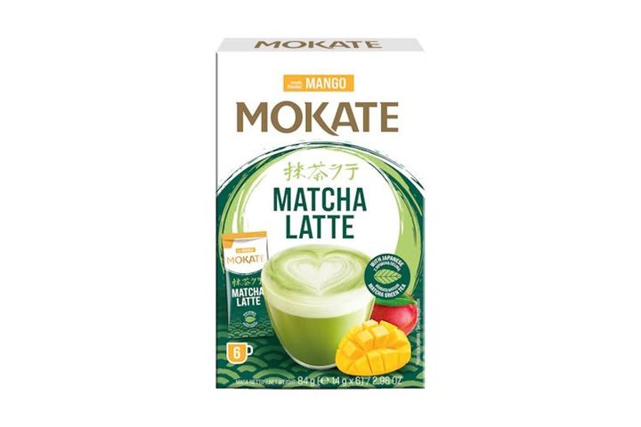 Mokate Matcha Latte milk and green tea-based instant drink powder with mango flavor 6 x 14 g