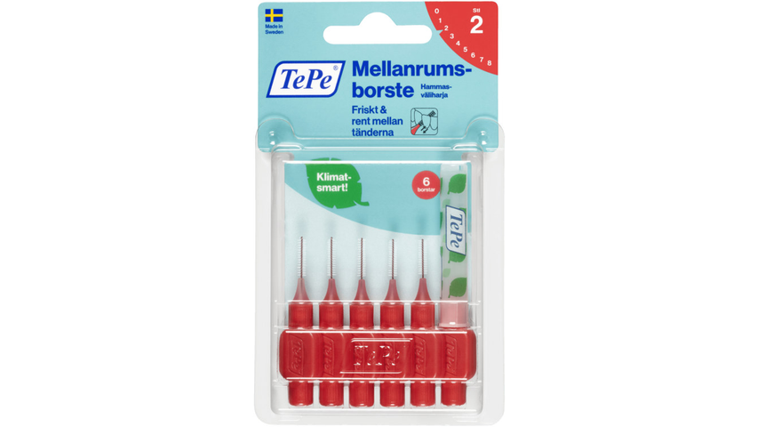 Tepe Mellomromsbørste Rød 0.5mm | 6stk