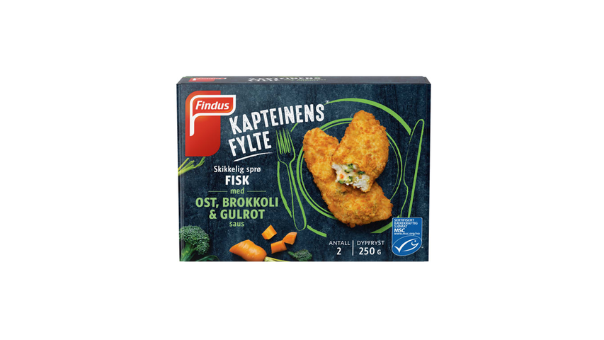 Findus Kapteinens Fylte m/Ost, Brokkoli, Gulrot Saus | 250g