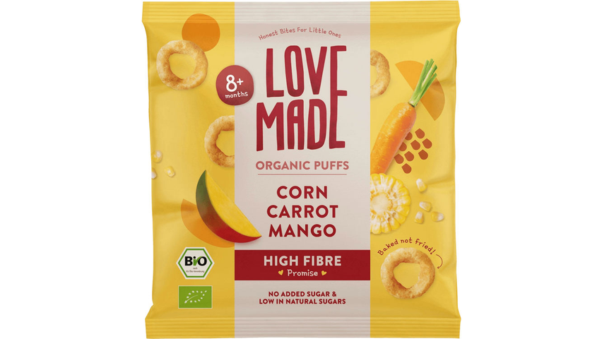 Lovemade Maissnack Mais, Gulrot & Mango | 20g