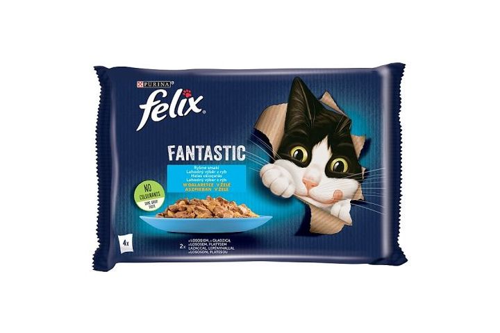 Purina Felix Fantastic Wet Cat Food with Salmon/Flounder in Jelly 4 x 85 g (340 g)
