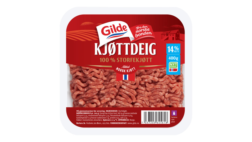 Gilde Kjøttdeig Storfe u/Salt & Vann 14% | 400g