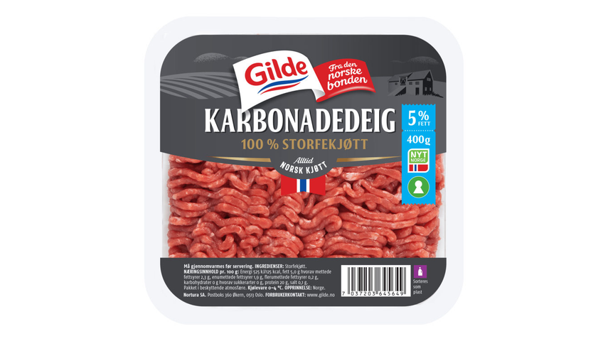 Gilde Karbonadedeig Storfe u/Salt & Vann 5% | 400g