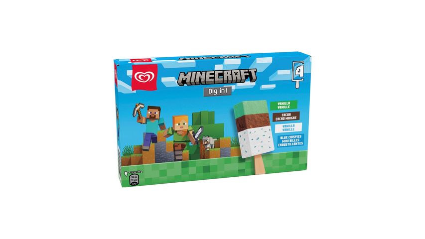 ALGIDA Minecraft Vanilla-Cocoa Ice Cream Sticks Multipack, 4x75 ml
