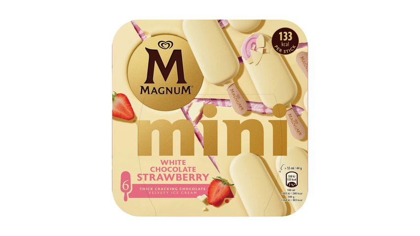 Magnum Småis White Chocolate Strawberry | 6 x 55ml