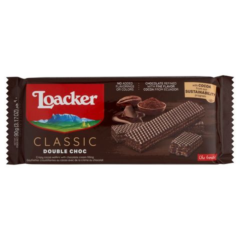 Loacker Classic Crispy Cocoa Wafer Filled with Chocolate Cream 90 g