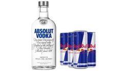 Absolut Vodka 350ml + 4 Red Bull 250ml