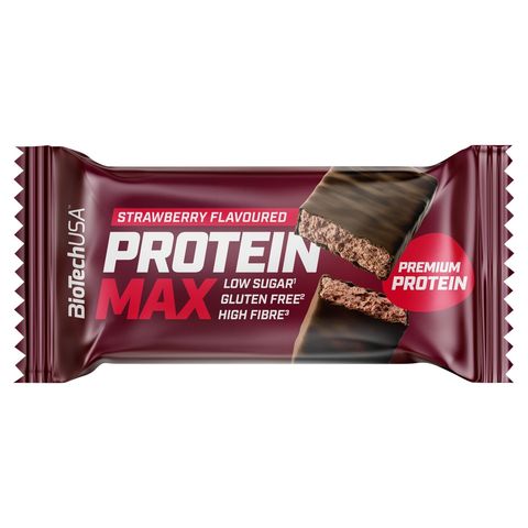 BioTechUSA Protein Max Strawberry Flavoured Coated Protein Bar with Sweeteners 45 g